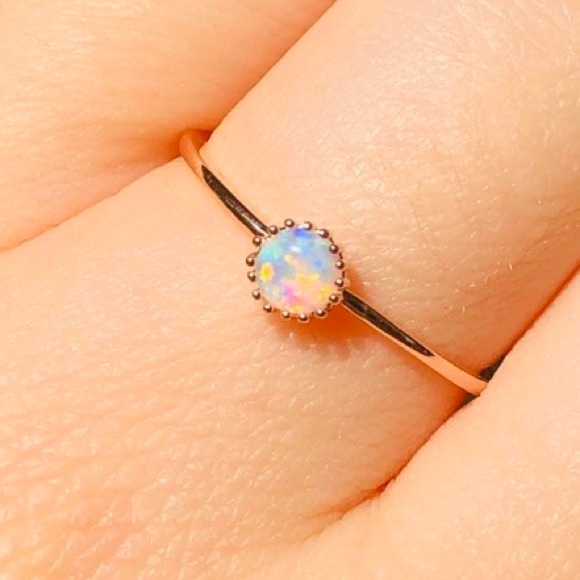 NEW Round Opal Rose Gold Ring - Picture 4 of 8